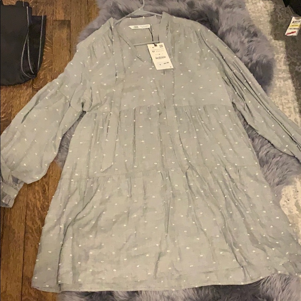 Zara grey babydoll dress